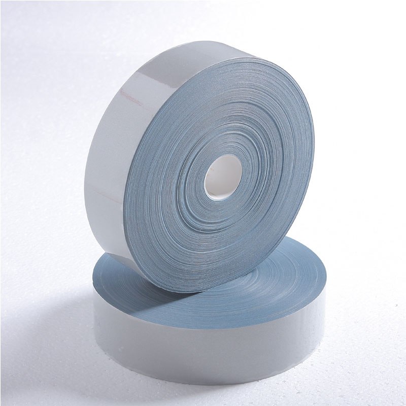 Silver Elastic iron on reflective heat transfer tape